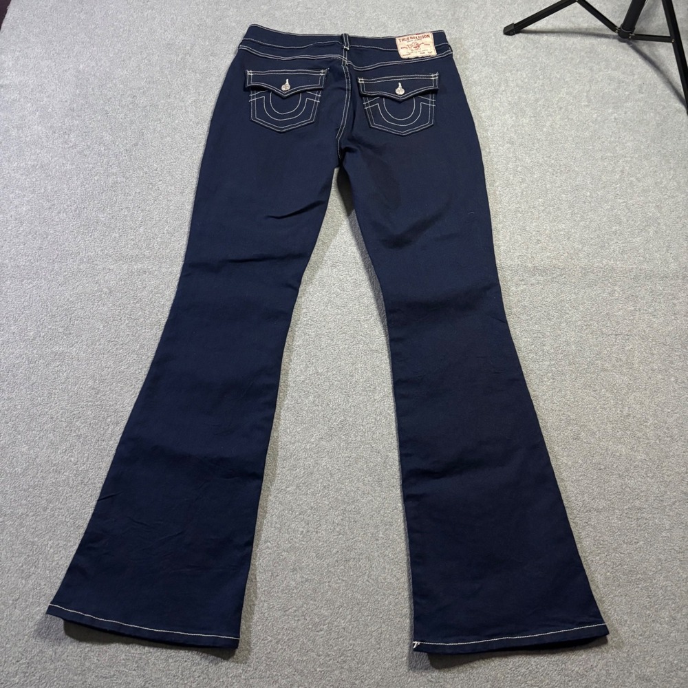 True Religion Becca Bootcut Jeans Womens 29 Navy Contrast Stitch Flap Pocket